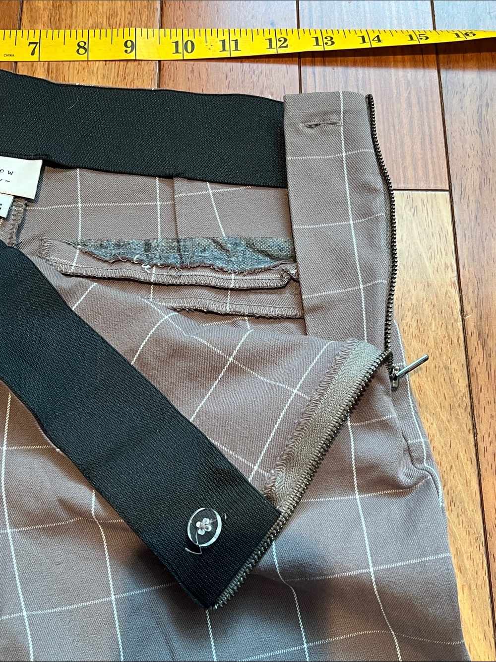 Women’s Brown Windowpane Stretch Dress Pants - Picture 5 of 6